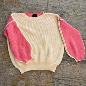 Lumiere Cream and Pink Colorblock Sweater